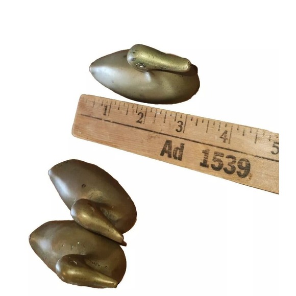 3 Vintage Mid Century Modern MCM Solid Brass Duck Family w/ Ducklings Figurines - Picture 4 of 5